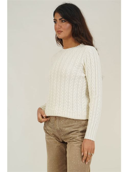 Maglia in lana merino con trecce Valeria Ghittori | 1268BIANCO